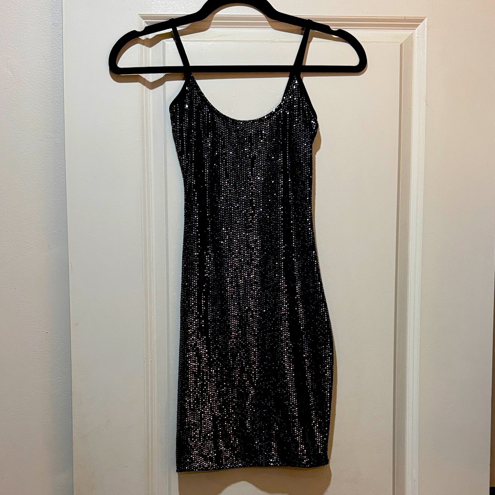 Fashion Nova Glittering Black Sequin Mini Dress - BNWOT